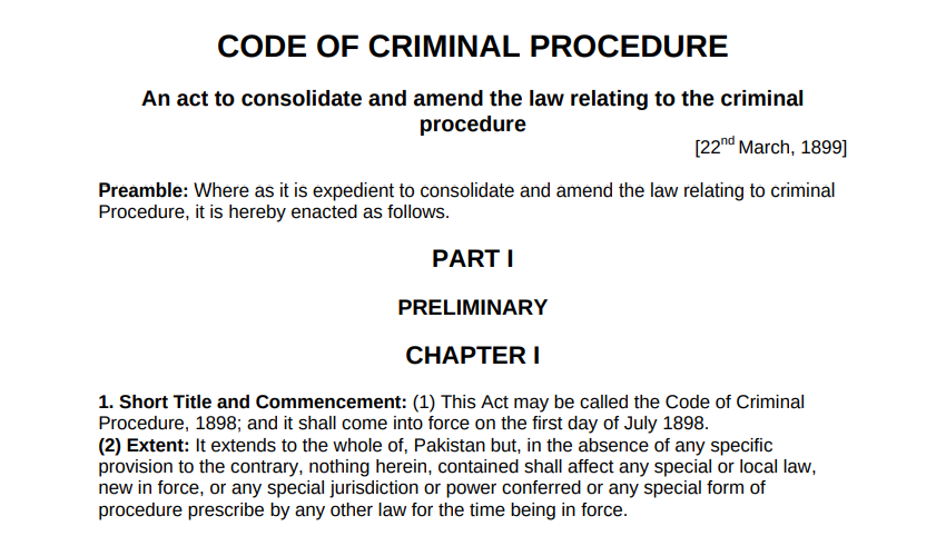 CODE OF CRIMINAL PROCEDURE 1898