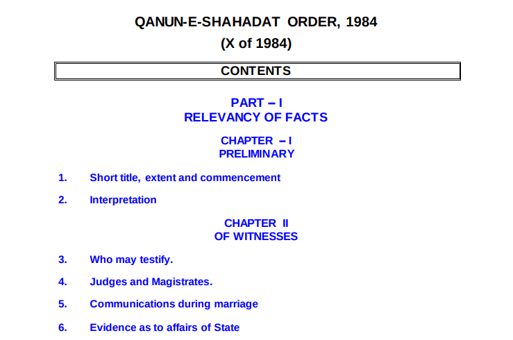 QANUN-E-SHAHADAT ORDER 1984