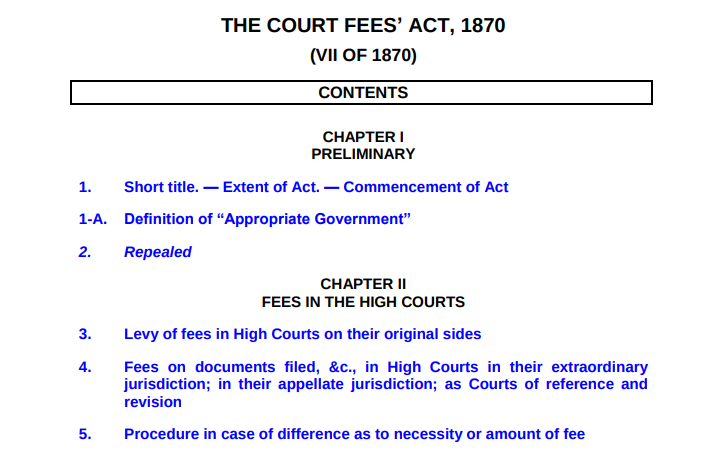 THE COURT FEES ACT 1870