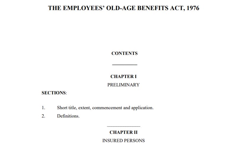 EMPLOYEES OLD AGE BENEFITS ACT 1976