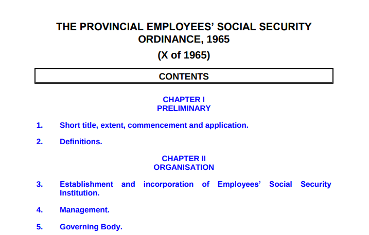 Employees Social Security Ordinance 1965
