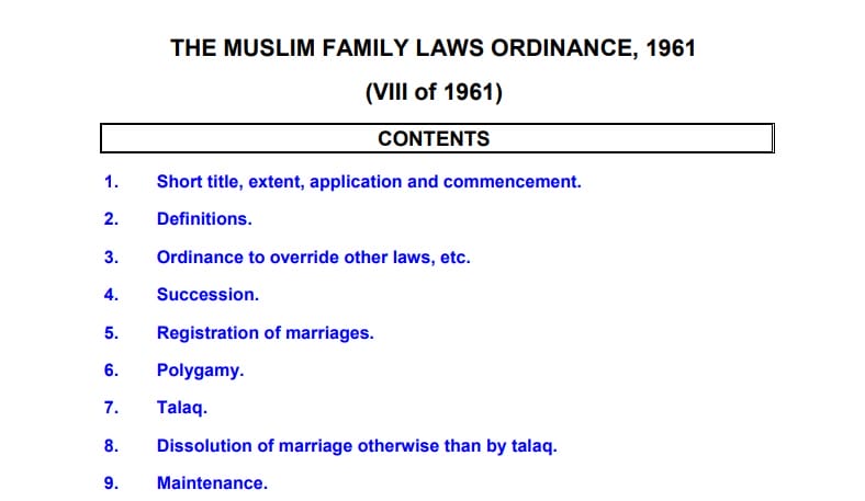 MUSLIM FAMILY LAWS ORDINANCE 1961