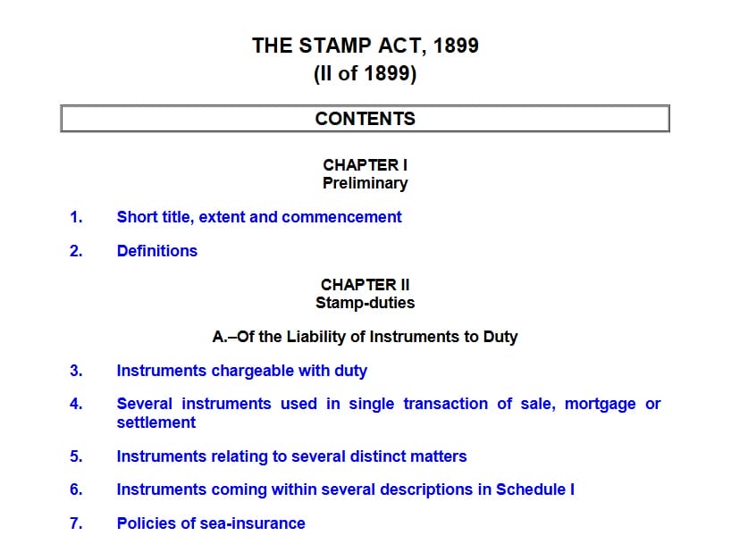 STAMP ACT 1899 Punjab