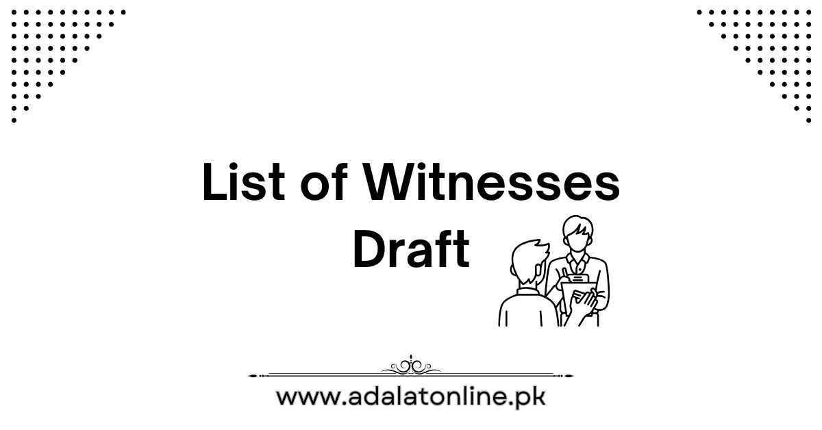 List of Witnesses
