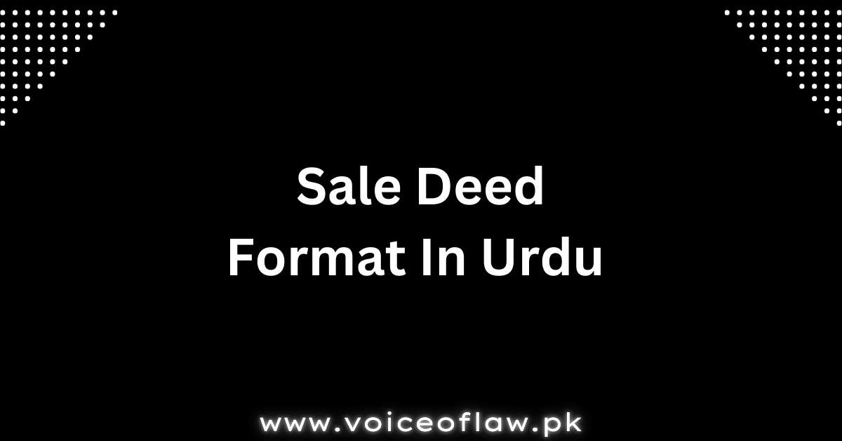 Sale Deed In Urdu