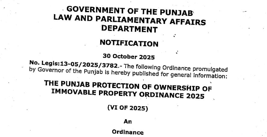 PUNJAB PROTECTION OF OWNERSHIP OF IMMOVABLE PROPERTY