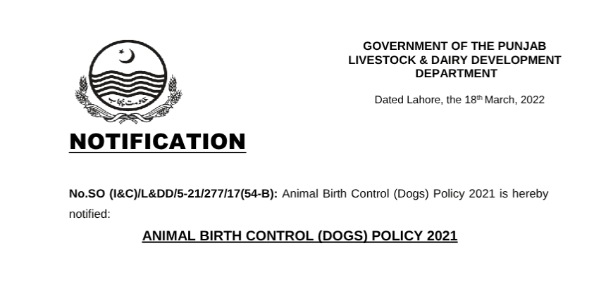 Animal Birth Control Policy 2021