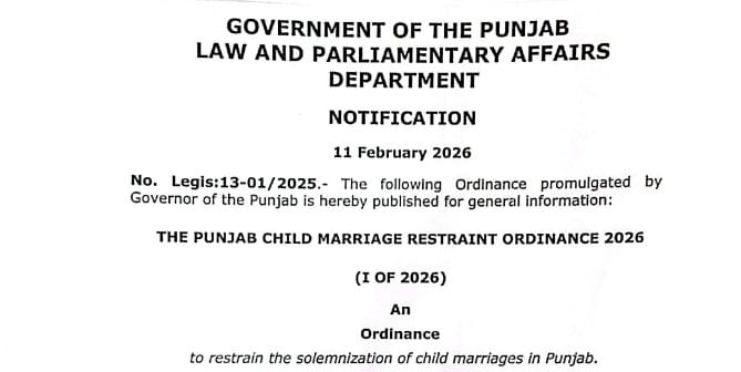 Child Marriage Restraint Ordinance 2026
