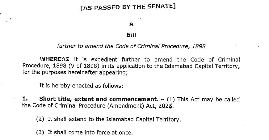 The Code of Criminal Procedure (Amendment) Bill, 2026